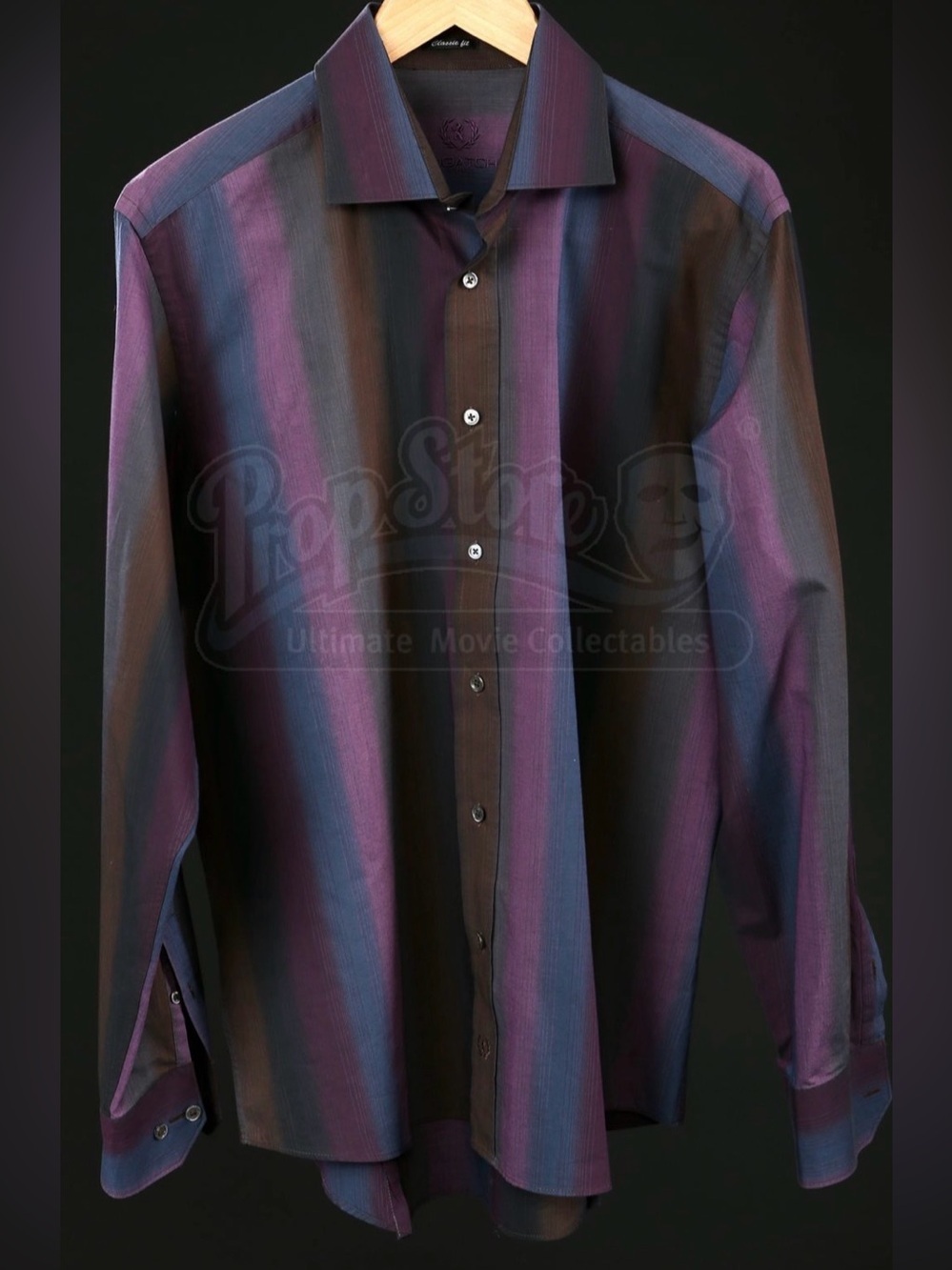 Vintage ombré stripe purple brown large sport shirt fancy button down bugatchi